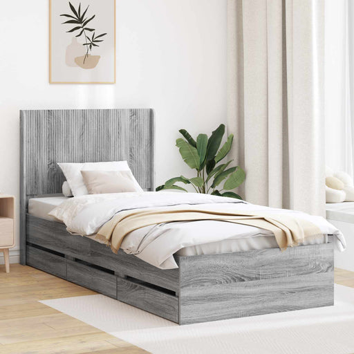 Cadru de pat cu depozitare și tăblie Sonoma gri 75 x 190 cm - WALTI WALTI