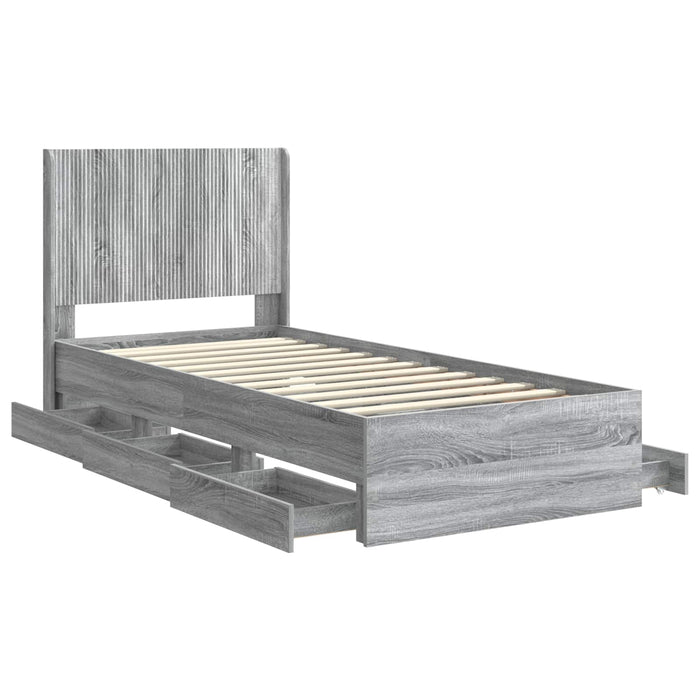 Cadru de pat cu depozitare și tăblie Sonoma gri 75 x 190 cm WALTI