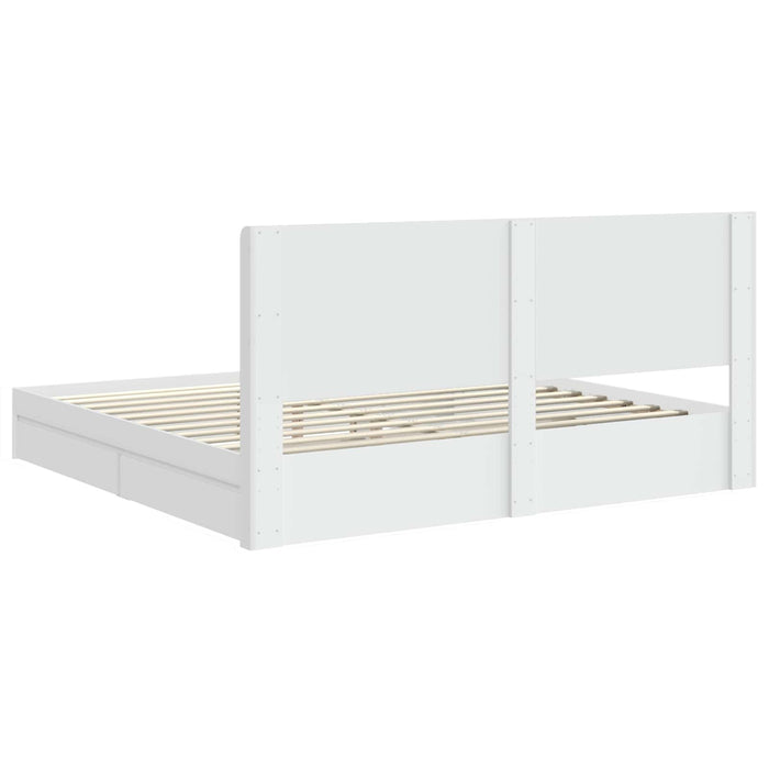 Cadru de pat cu depozitare și tăblie Alb 200 x 200 cm WALTI