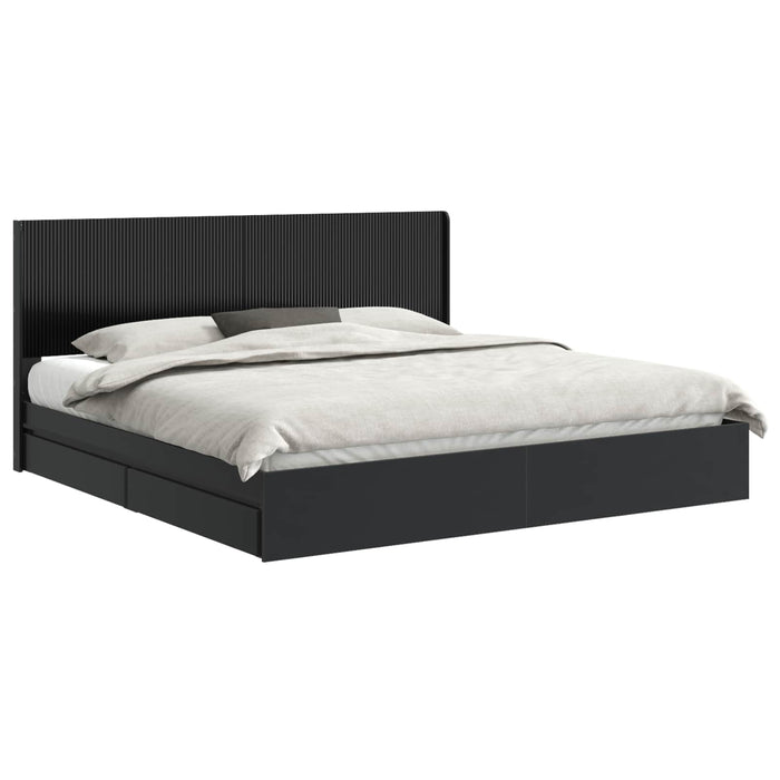 Cadru de pat cu depozitare și tăblie Negru 200 x 200 cm - WALTI WALTI