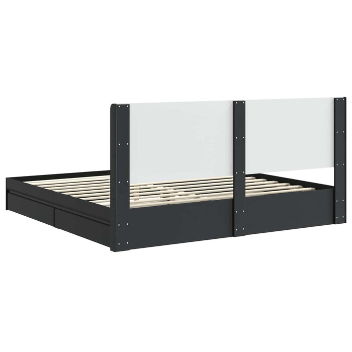 Cadru de pat cu depozitare și tăblie Negru 200 x 200 cm - WALTI WALTI