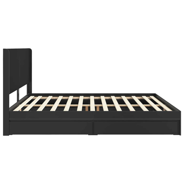 Cadru de pat cu depozitare și tăblie Negru 200 x 200 cm - WALTI WALTI