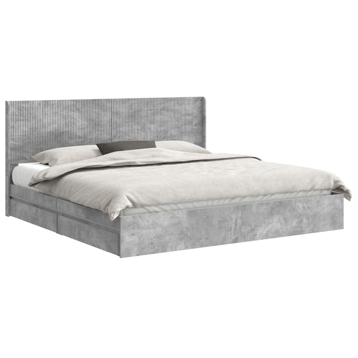 Cadru de pat cu depozitare și tăblie Gri Beton 200 x 200 cm - WALTI WALTI