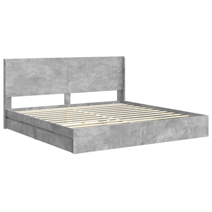 Cadru de pat cu depozitare și tăblie Gri Beton 200 x 200 cm - WALTI WALTI