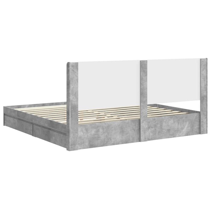 Cadru de pat cu depozitare și tăblie Gri Beton 200 x 200 cm - WALTI WALTI