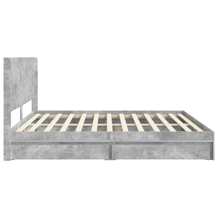 Cadru de pat cu depozitare și tăblie Gri Beton 200 x 200 cm - WALTI WALTI