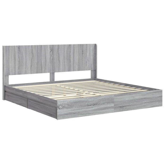 Cadru de pat cu depozitare și tăblie Sonoma gri 180 x 200 cm - WALTI WALTI