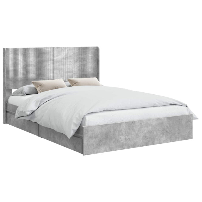 Cadru de pat cu depozitare și tăblie Gri Beton 150 x 200 cm - WALTI WALTI