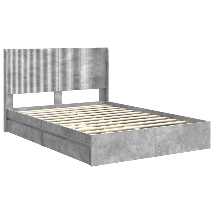 Cadru de pat cu depozitare și tăblie Gri Beton 150 x 200 cm - WALTI WALTI