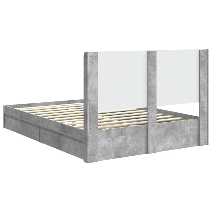 Cadru de pat cu depozitare și tăblie Gri Beton 150 x 200 cm - WALTI WALTI