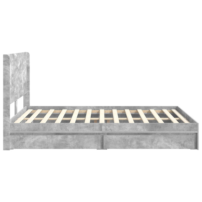 Cadru de pat cu depozitare și tăblie Gri Beton 150 x 200 cm - WALTI WALTI