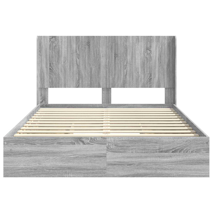 Cadru de pat cu depozitare și tăblie Sonoma gri 150 x 200 cm - WALTI WALTI