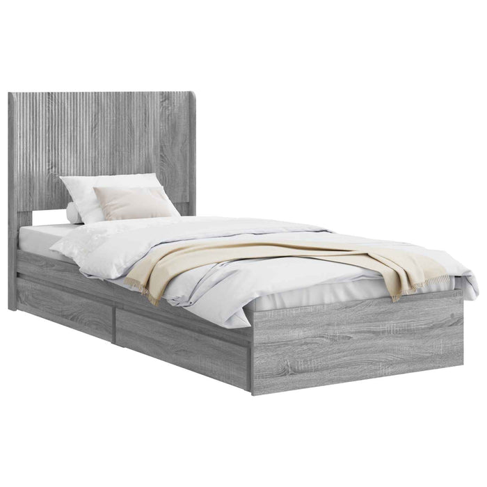 Cadru de pat cu depozitare și tăblie Sonoma gri 100 x 200 cm - WALTI WALTI