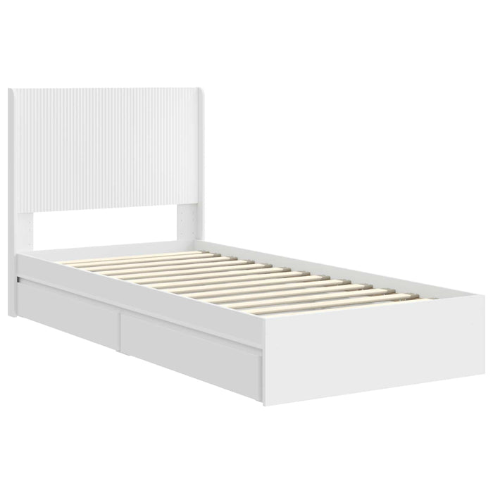 Cadru de pat cu depozitare și tăblie Alb 90 x 200 cm - WALTI WALTI