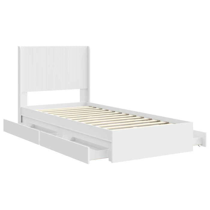 Cadru de pat cu depozitare și tăblie Alb 90 x 200 cm - WALTI WALTI