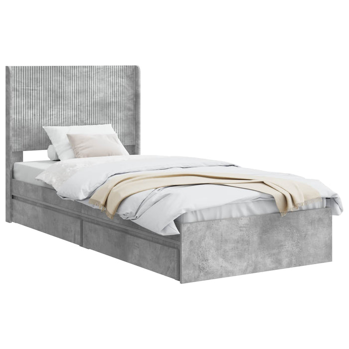 Cadru de pat cu depozitare și tăblie Gri Beton 90 x 190 cm - WALTI WALTI