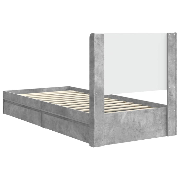 Cadru de pat cu depozitare și tăblie Gri Beton 90 x 190 cm - WALTI WALTI