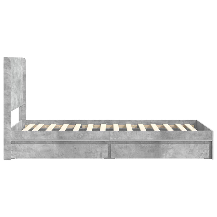 Cadru de pat cu depozitare și tăblie Gri Beton 90 x 190 cm - WALTI WALTI