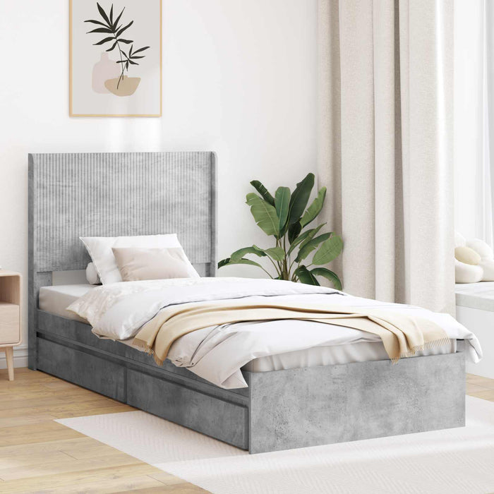 Cadru de pat cu depozitare și tăblie Gri Beton 75 x 190 cm - WALTI WALTI