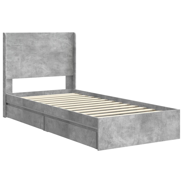 Cadru de pat cu depozitare și tăblie Gri Beton 75 x 190 cm - WALTI WALTI