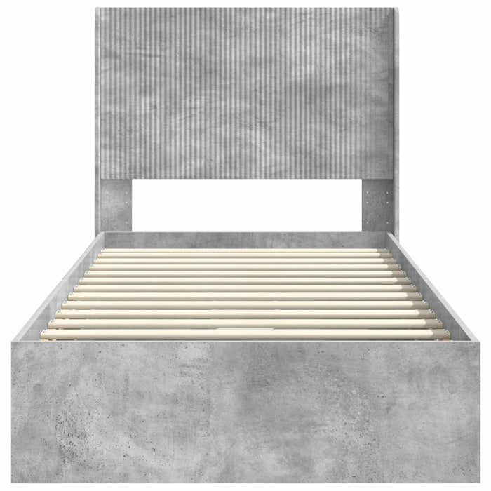 Cadru de pat cu depozitare și tăblie Gri Beton 75 x 190 cm - WALTI WALTI