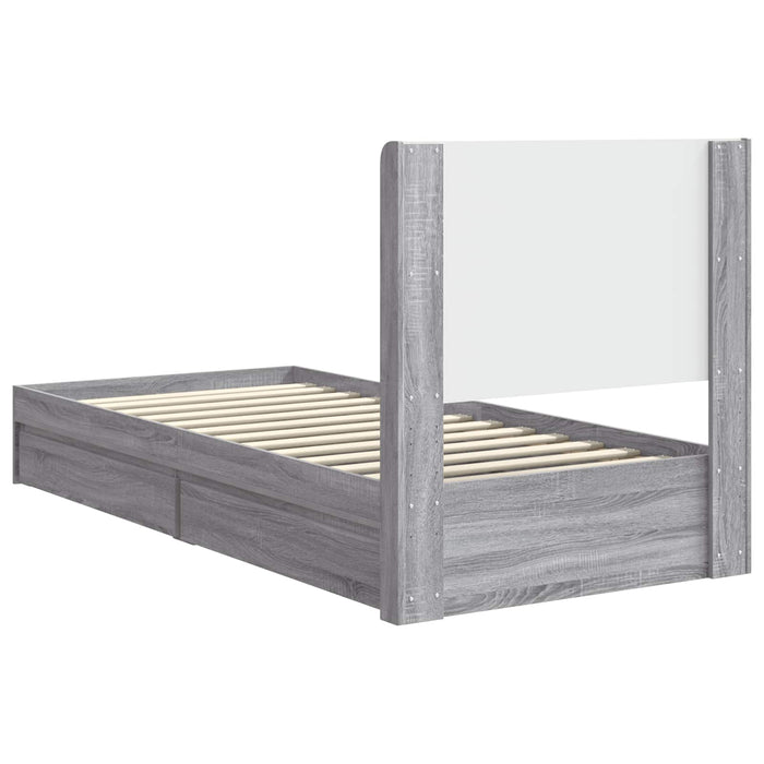 Cadru de pat cu depozitare și tăblie Sonoma gri 75 x 190 cm - WALTI WALTI