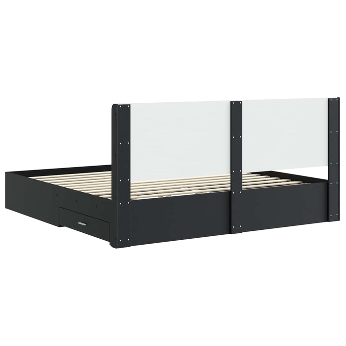Cadru de pat cu depozitare și tăblie Negru 200 x 200 cm WALTI