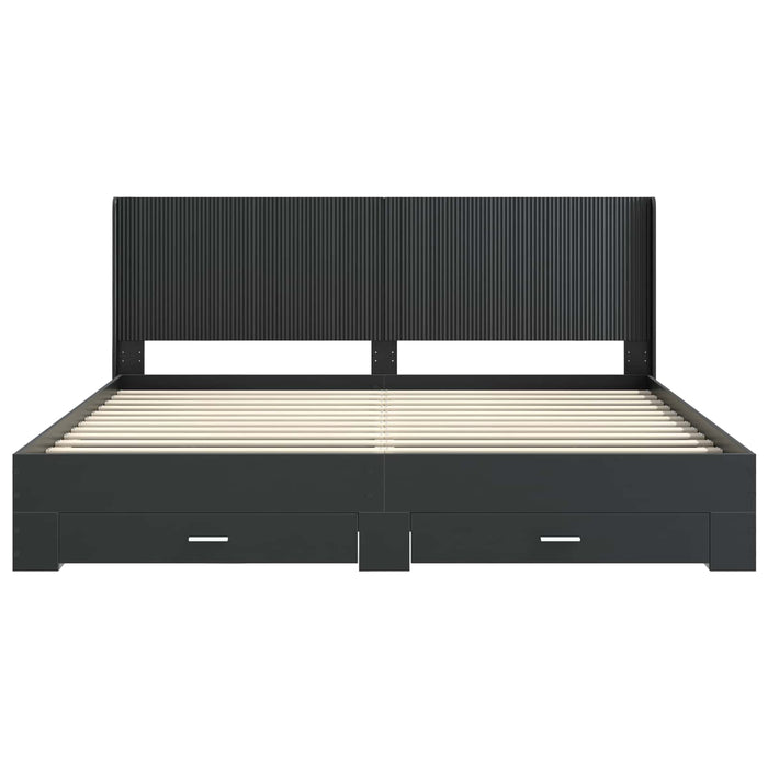 Cadru de pat cu depozitare și tăblie Negru 200 x 200 cm WALTI