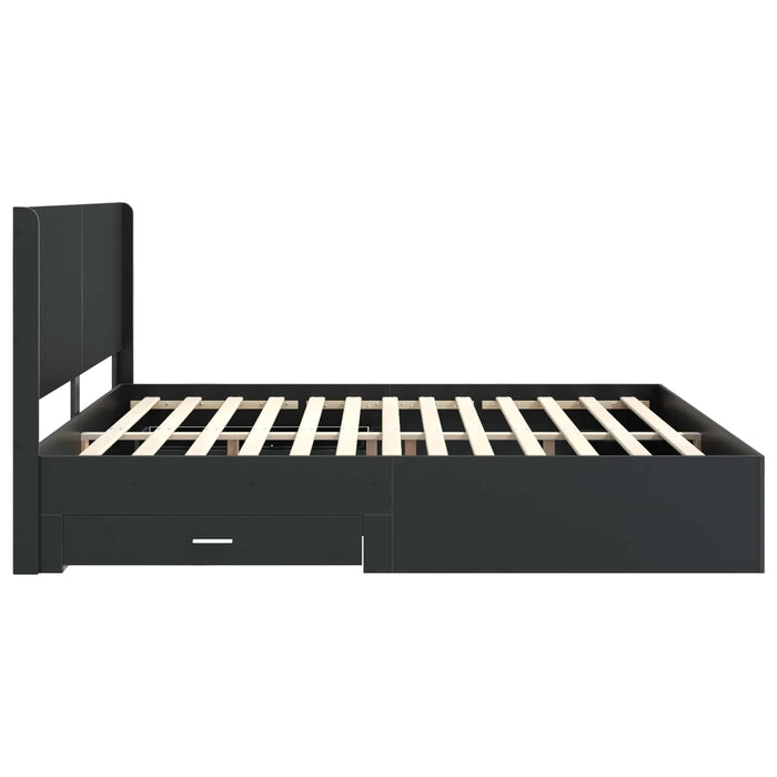 Cadru de pat cu depozitare și tăblie Negru 200 x 200 cm WALTI