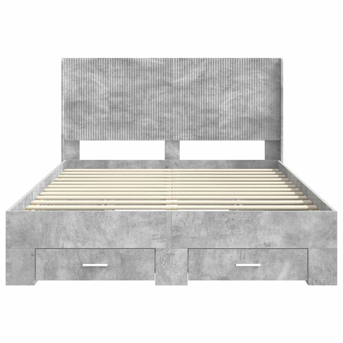 Cadru de pat cu depozitare și tăblie Gri Beton 140 x 200 cm WALTI