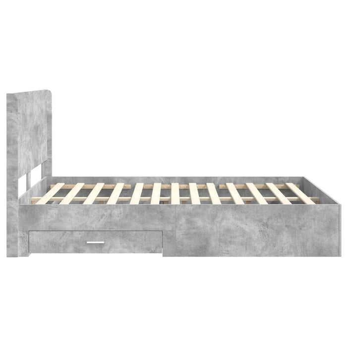 Cadru de pat cu depozitare și tăblie Gri Beton 140 x 200 cm WALTI