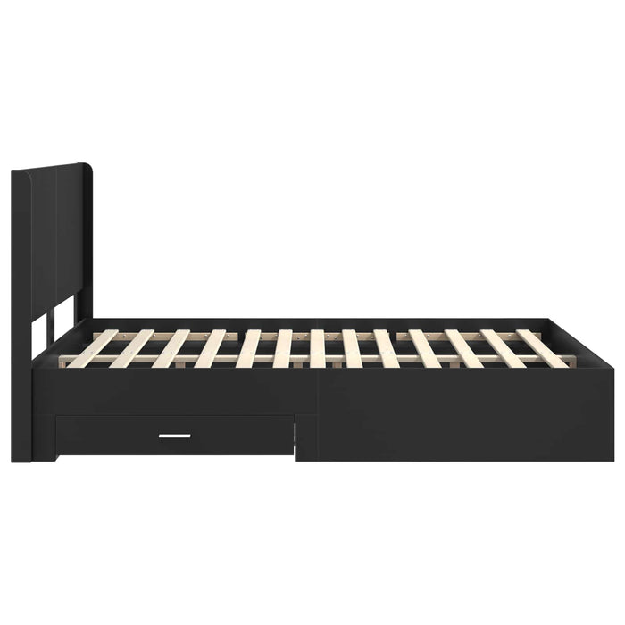 Cadru de pat cu depozitare și tăblie Negru 135 x 190 cm WALTI