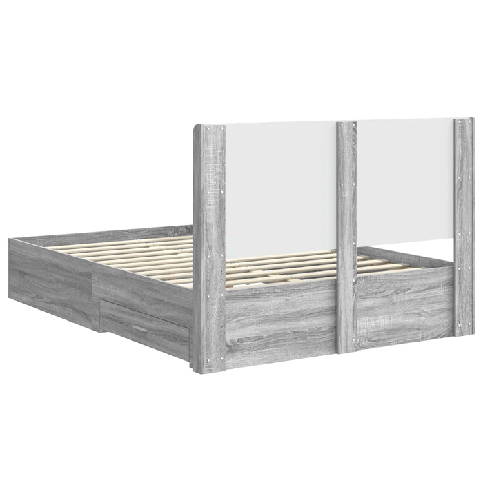 Cadru de pat cu depozitare și tăblie Sonoma gri Lemn prelucrat WALTI
