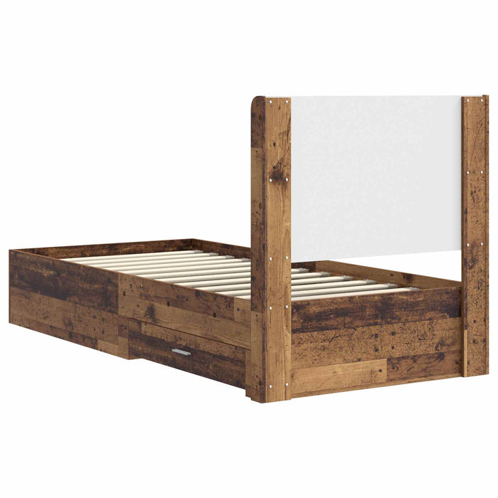 Cadru de pat cu depozitare și tăblie Lemn vechi 90 x 200 cm WALTI