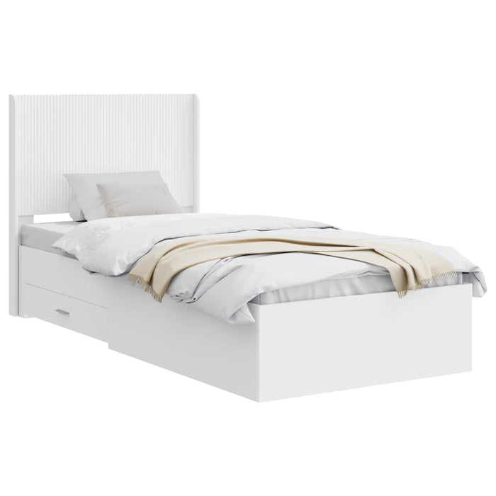 Cadru de pat cu depozitare și tăblie Alb 90 x 190 cm WALTI