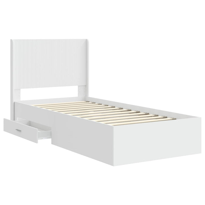 Cadru de pat cu depozitare și tăblie Alb 90 x 190 cm WALTI