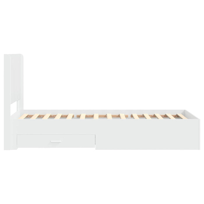 Cadru de pat cu depozitare și tăblie Alb 90 x 190 cm WALTI