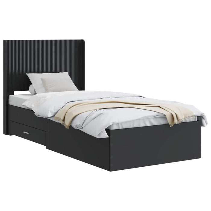 Cadru de pat cu depozitare și tăblie Negru 75 x 190 cm WALTI