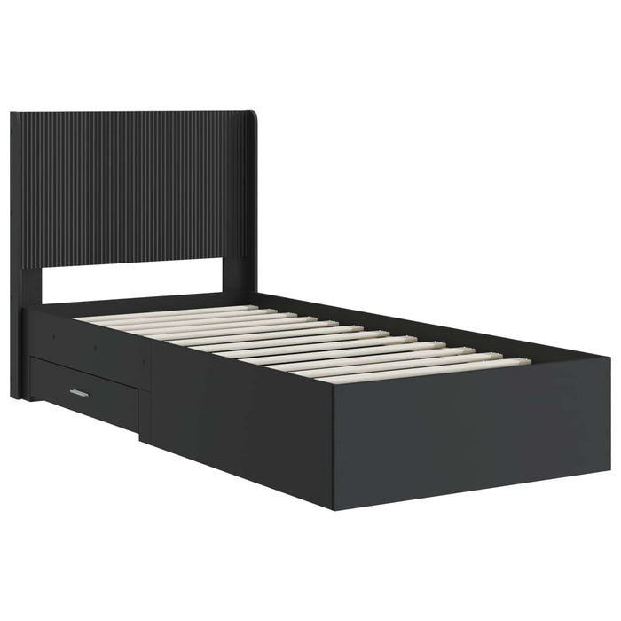 Cadru de pat cu depozitare și tăblie Negru 75 x 190 cm WALTI