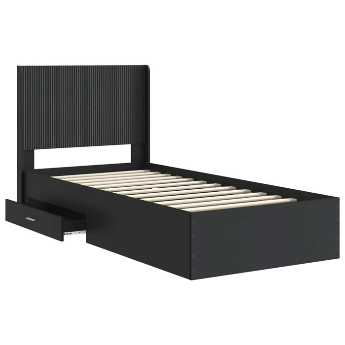 Cadru de pat cu depozitare și tăblie Negru 75 x 190 cm WALTI