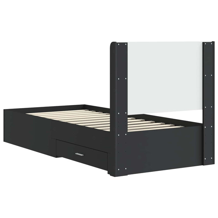 Cadru de pat cu depozitare și tăblie Negru 75 x 190 cm WALTI