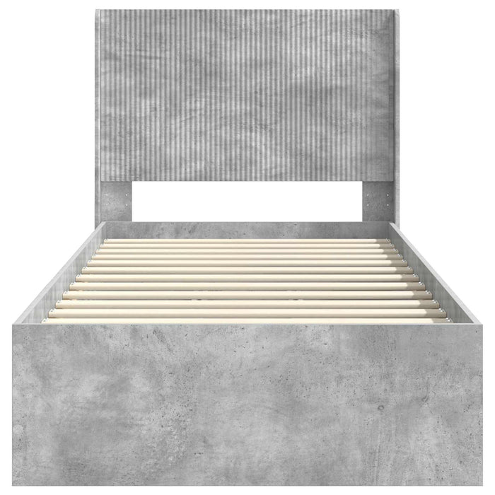 Cadru de pat cu depozitare și tăblie Gri Beton 75 x 190 cm WALTI