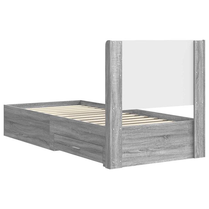 Cadru de pat cu depozitare și tăblie Sonoma gri 75 x 190 cm WALTI
