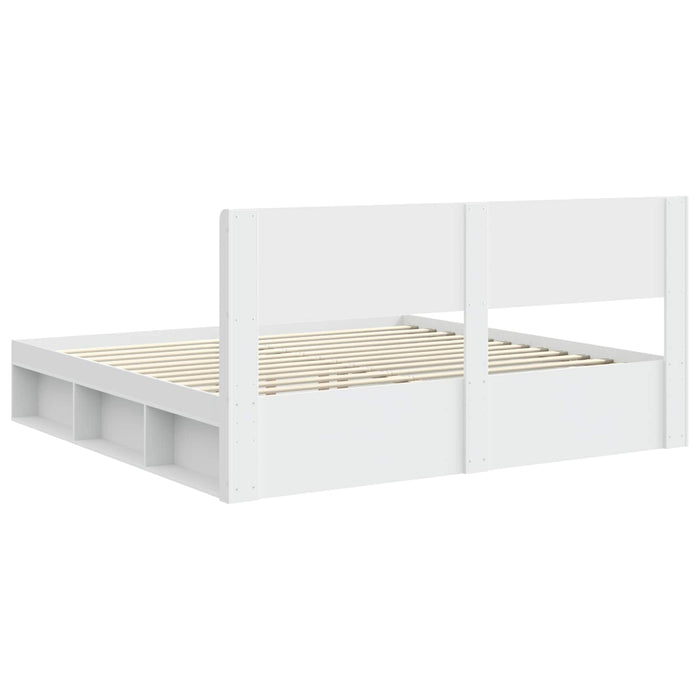 Cadru de pat cu depozitare și tăblie Alb 200 x 200 cm - WALTI WALTI