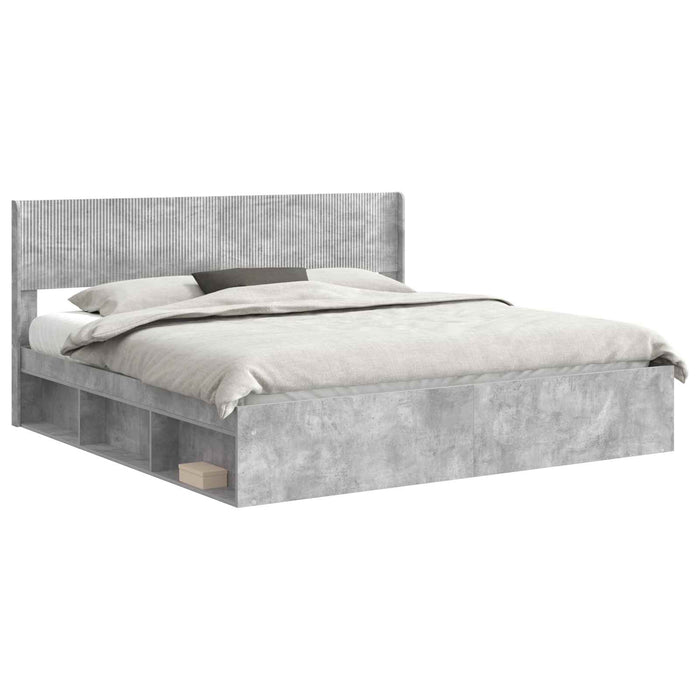 Cadru de pat cu depozitare și tăblie Gri Beton 180 x 200 cm - WALTI WALTI