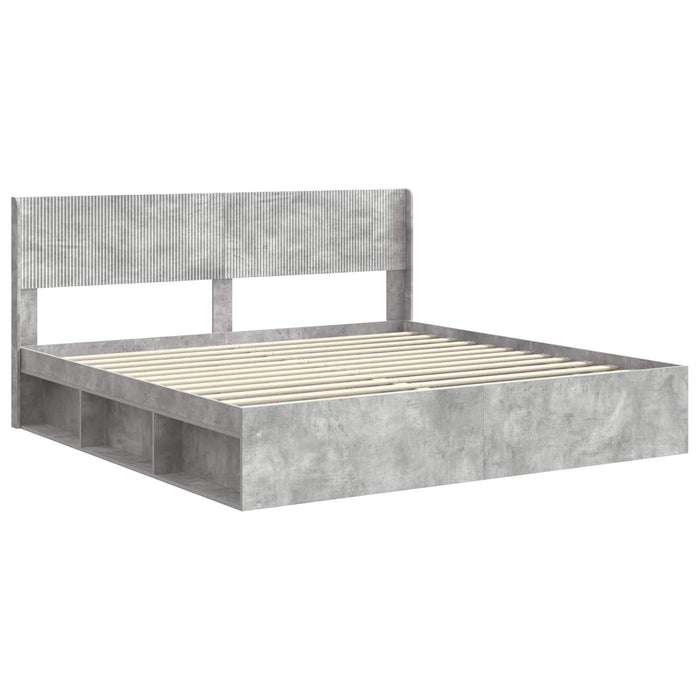 Cadru de pat cu depozitare și tăblie Gri Beton 180 x 200 cm - WALTI WALTI