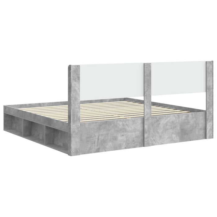 Cadru de pat cu depozitare și tăblie Gri Beton 180 x 200 cm - WALTI WALTI