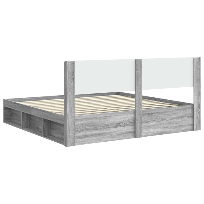 Cadru de pat cu depozitare și tăblie Sonoma gri 180 x 200 cm - WALTI WALTI
