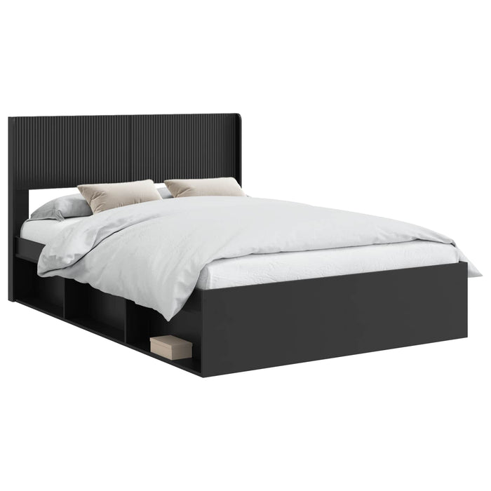 Cadru de pat cu depozitare și tăblie Negru 150 x 200 cm WALTI