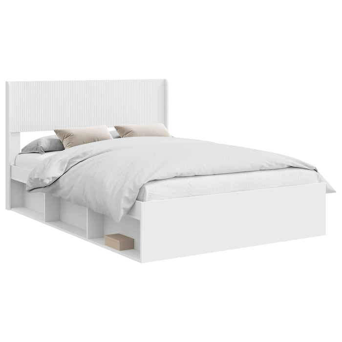 Cadru de pat cu depozitare și tăblie Alb 140 x 190 cm - WALTI WALTI